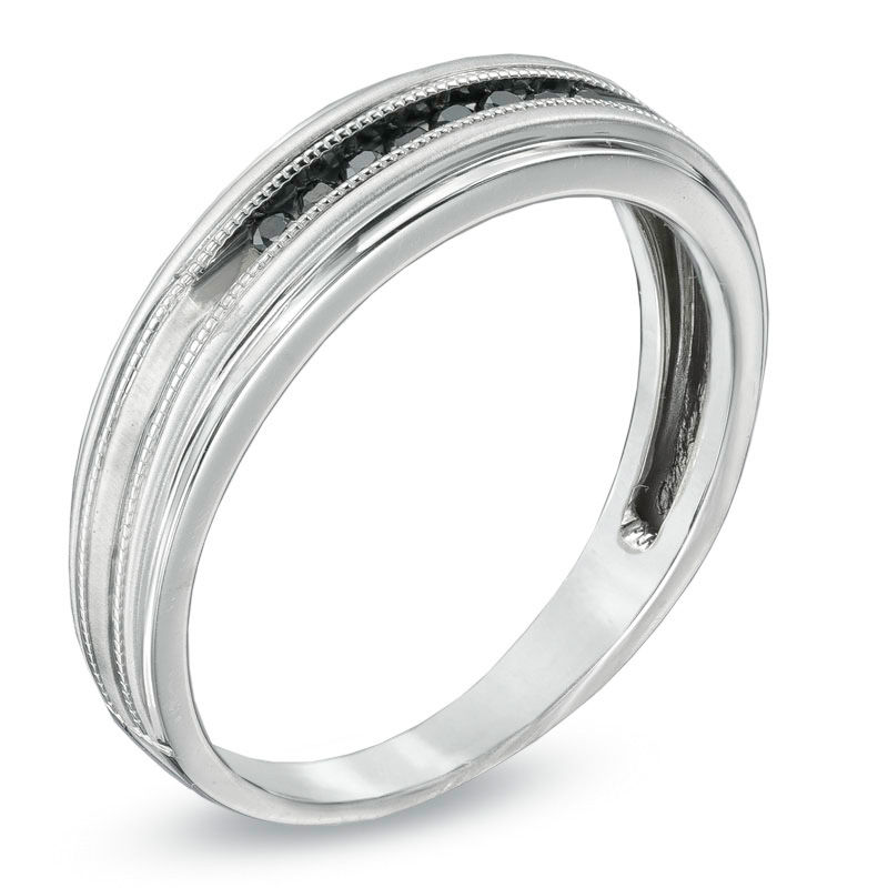 Main Image 2 of Previously Owned - Black Diamond Accent Band in Sterling Silver