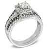 Thumbnail Image 2 of Previously Owned - 1 CT. T.W. Enhanced Black and White Diamond Square Frame Bridal Set in 14K White Gold
