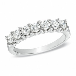 Previously Owned - 7/8 CT. T.W.  Diamond Seven Stone Wedding Band in 18K White Gold (H/VS2)