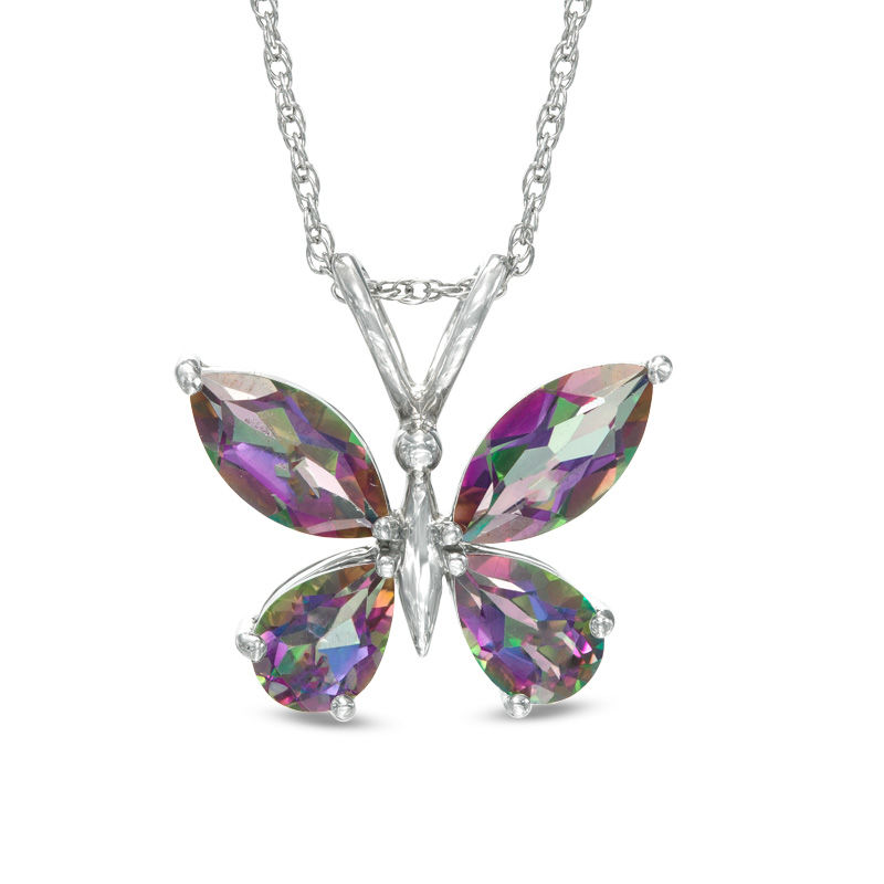 Previously Owned - Mystic Fire® Topaz Butterfly Pendant in Sterling Silver