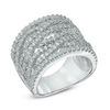 Thumbnail Image 1 of Previously Owned - Lab-Created White Sapphire Layered Crossover Ring in Sterling Silver
