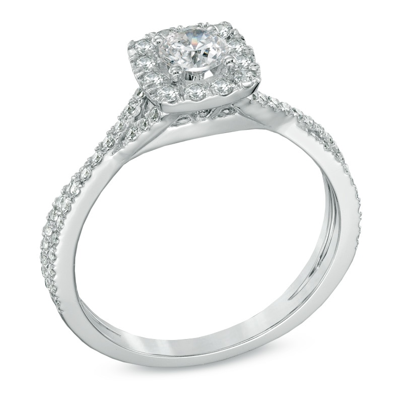 Main Image 2 of Previously Owned - Celebration Grand® 3/4 CT. T.W. Diamond Frame Engagement Ring in 14K White Gold (H-I/I1)