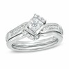 Thumbnail Image 1 of Previously Owned - 1/2 CT. T.W. Diamond Tri-Sides Bridal Set in 10K White Gold
