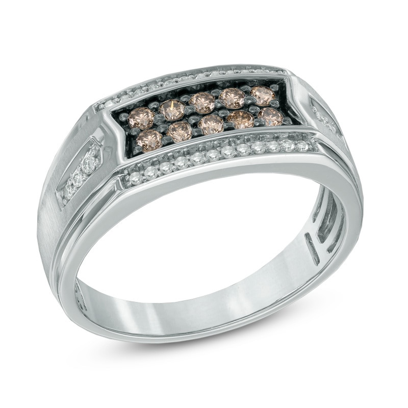 Main Image 2 of Previously Owned - 1/2 CT. T.W. Champagne and White Diamond Ring in 10K White Gold