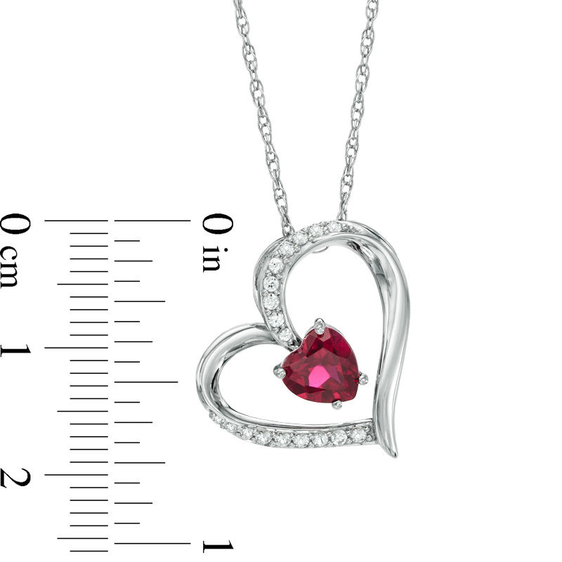 Main Image 2 of Previously Owned - 6.0mm Heart-Shaped Lab-Created Ruby and White Sapphire Heart Pendant in Sterling Silver