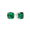 Thumbnail Image 0 of Previously Owned - 6.0mm Cushion-Cut Lab-Created Checkerboard Green Spinel Solitaire Stud Earrings in 10K White Gold