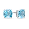 Thumbnail Image 0 of Previously Owned - 6.0mm Cushion-Cut Blue Topaz Stud Earrings in 10K White Gold