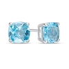 Thumbnail Image 1 of Previously Owned - 6.0mm Cushion-Cut Blue Topaz Stud Earrings in 10K White Gold