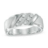 Thumbnail Image 0 of Previously Owned - Men's 3/8 CT. T.W. Diamond Slant Band in 10K White Gold