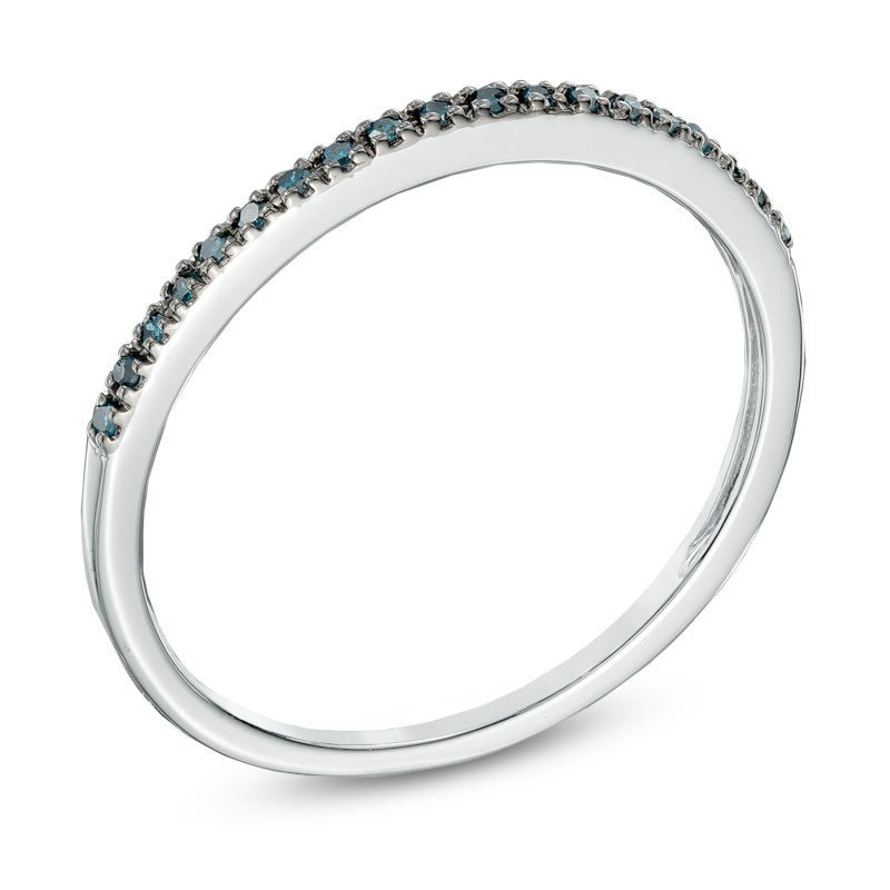 Main Image 2 of Previously Owned - Enhanced Blue Diamond Accent Band in 14K White Gold