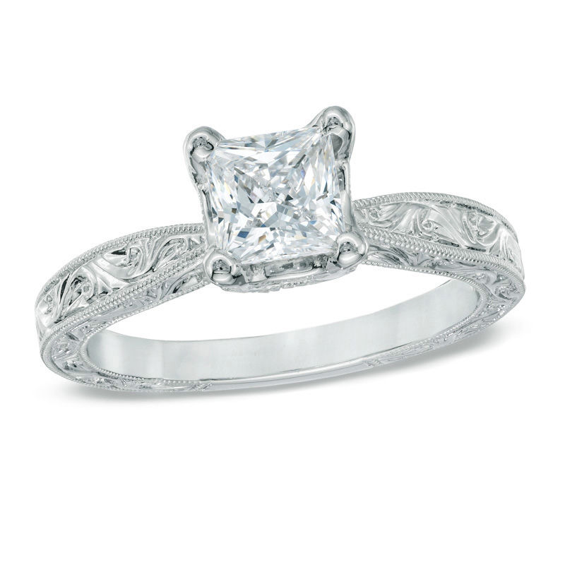 Previously Owned - Celebration Lux® 1 CT. T.W. Princess-Cut Diamond Engagement Ring in 14K White Gold (H-SI2)