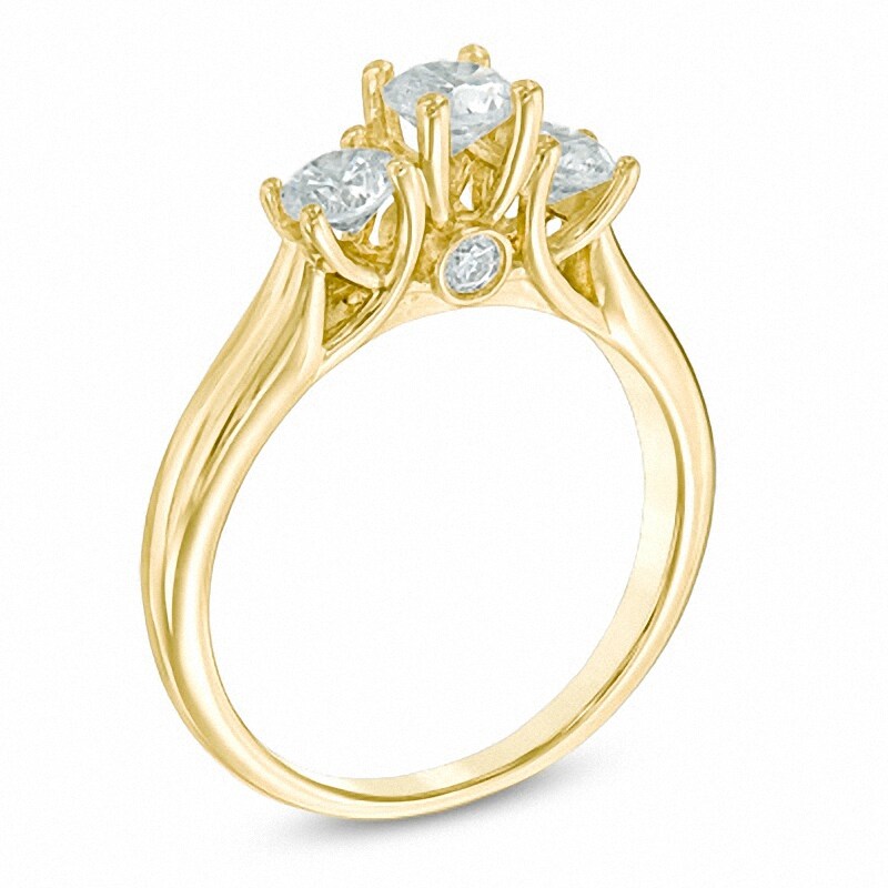 Previously Owned - 1 CT. T.W. Diamond Past Present Future® Engagement Ring in 14K Gold (I/I2)