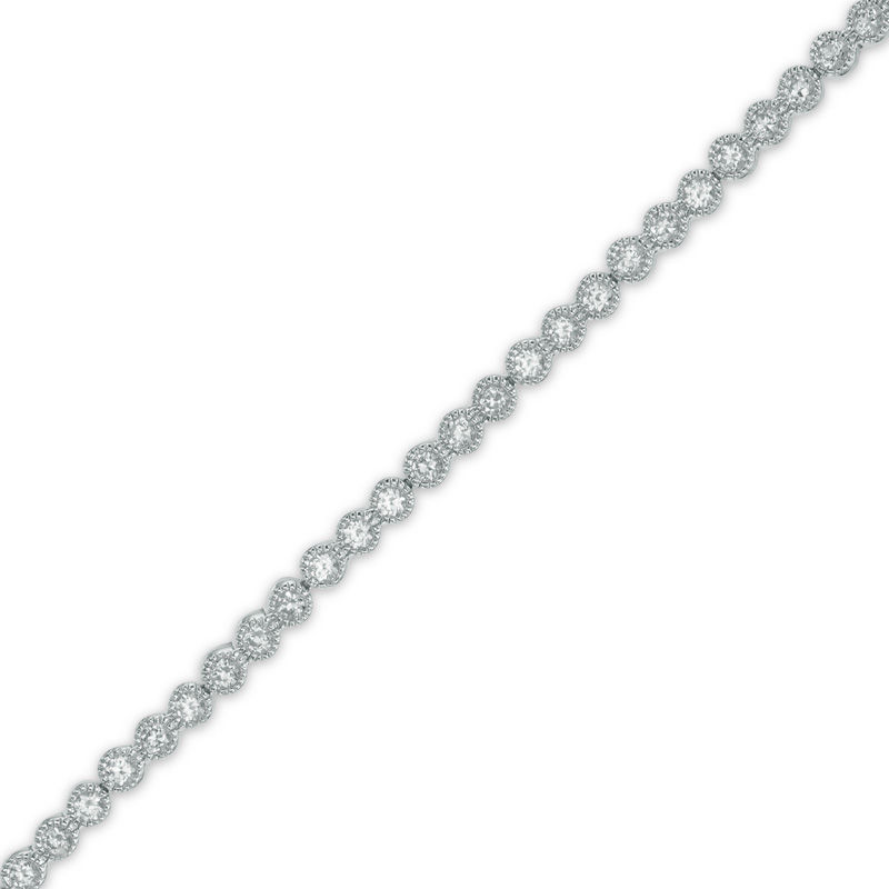 Main Image 1 of Previously Owned - Lab-Created White Sapphire Tennis Bracelet in Sterling Silver - 7.25"