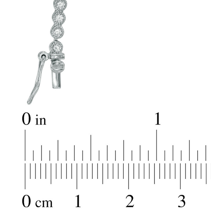 Main Image 2 of Previously Owned - Lab-Created White Sapphire Tennis Bracelet in Sterling Silver - 7.25"