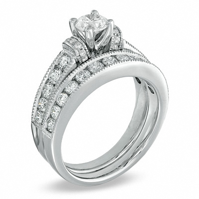Main Image 2 of Previously Owned - Celebration Ideal 1-1/2 CT. T.W. Diamond Bridal Set in 14K White Gold (J/I1)