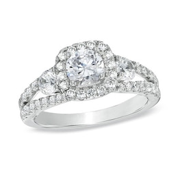 Previously Owned - Celebration Ideal 1-5/8 CT. T.W. Diamond Three Stone Engagement Ring in 14K White Gold