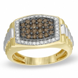 Previously Owned - Men's 1 CT. T.W. Champagne and White Diamond Ring in 10K Gold