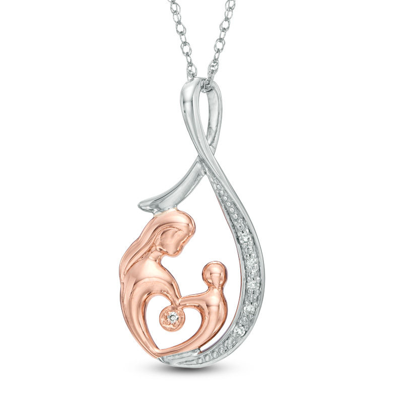 Previously Owned - Diamond Accent Motherly Love Infinity Pendant in 10K Two-Tone Gold