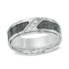 Thumbnail Image 1 of Previously Owned - 1/10 CT. T.W. Diamond Three Stone Grey Carbon Fiber Comfort Fit Stainless Steel Wedding Band