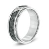 Thumbnail Image 2 of Previously Owned - 1/10 CT. T.W. Diamond Three Stone Grey Carbon Fiber Comfort Fit Stainless Steel Wedding Band