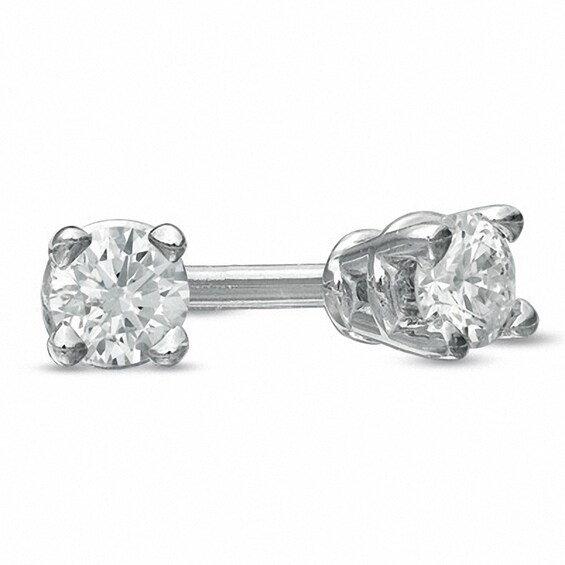 Previously Owned - 1/10 CT. T.W. Diamond Solitaire Stud Earrings in 14K White Gold (J/I3) Previously Owned - 1/10 CT. T.W. Diamond Solitaire Stud Earrings in 14K White Gold (J/I3)