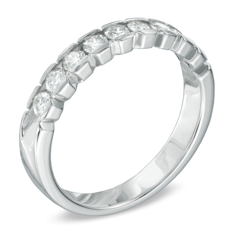 Main Image 2 of Previously Owned - 1/2 CT. T.W. Diamond Scallop Edge Anniversary Band in 14K White Gold