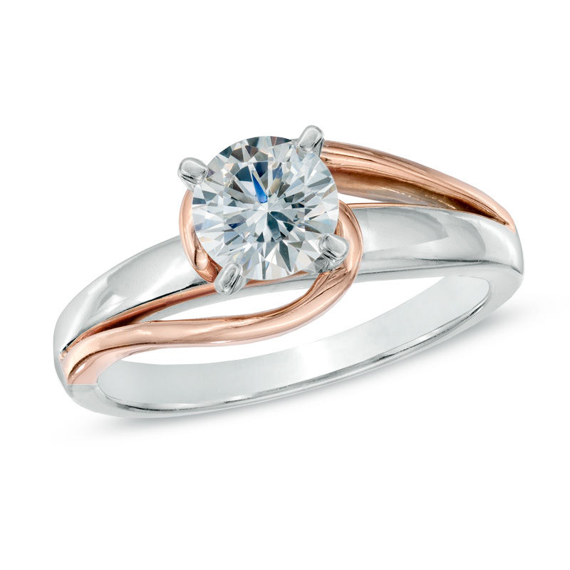 Previously Owned - 1/2 CT. Diamond Solitaire Swirl Engagement Ring in 14K Two-Tone Gold