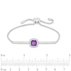 Thumbnail Image 2 of Previously Owned - 7.0mm Cushion-Cut Amethyst and Lab-Created White Sapphire Bolo Bracelet in Sterling Silver - 9.0"