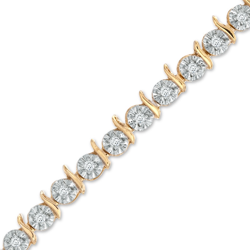 Main Image 1 of Previously Owned - 3/8 CT. T.W. Diamond "S" Line Bracelet in 10K Gold