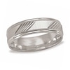 Thumbnail Image 1 of Previously Owned - 6.0mm Diagonal Lines Wedding Band in 10K White Gold