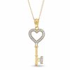 Thumbnail Image 1 of Previously Owned - Diamond Accent Heart Key Pendant in 14K Gold - 17"