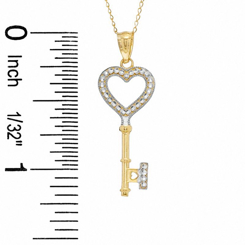 Main Image 2 of Previously Owned - Diamond Accent Heart Key Pendant in 14K Gold - 17"