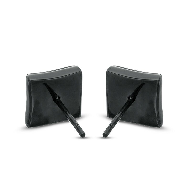 Previously Owned - Men's 1/4 CT. T.W. Black Diamond Star Earrings in Black IP Stainless Steel