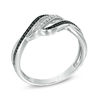 Thumbnail Image 1 of Previously Owned - 1/6 CT. T.W. Enhanced Black and White Diamond Split Waves Ring in Sterling Silver