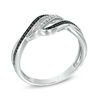 Thumbnail Image 2 of Previously Owned - 1/6 CT. T.W. Enhanced Black and White Diamond Split Waves Ring in Sterling Silver