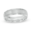 Thumbnail Image 0 of Previously Owned - Men's 6.0mm Brushed center Wedding Band in 14K White Gold