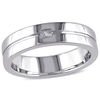 Thumbnail Image 1 of Previously Owned - 5.0mm Square-Cut Diamond Accent Solitaire Wedding Band in Sterling Silver