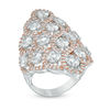 Thumbnail Image 1 of Previously Owned - Lab-Created White Sapphire Lattice Ring in Sterling Silver and 18K Rose Gold Plate