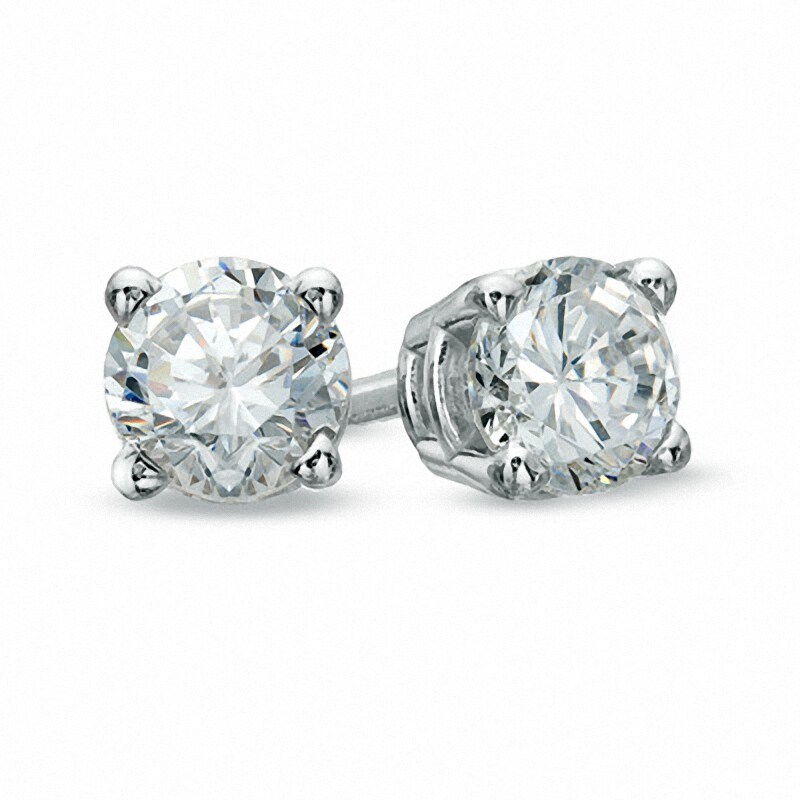 Previously Owned - 1/3 CT. T.W. Diamond Solitaire Stud Earrings in 14K White Gold