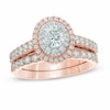 Thumbnail Image 1 of Previously Owned - 1-1/2 CT. T.W. Diamond Double Frame Bridal Set in 14K Rose Gold