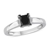 Thumbnail Image 1 of Previously Owned - 1 CT. Princess-Cut Black Diamond Solitaire Ring in 10K White Gold