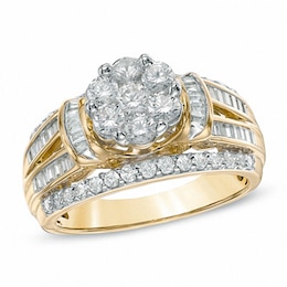 Previously Owned - 1-1/4 CT. T.W. Diamond Cluster Engagement Ring in 10K Gold