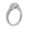 Thumbnail Image 2 of Previously Owned - 6.5mm Lab-Created White Sapphire and 1/2 CT. T.W. Diamond Engagement Ring in 10K White Gold