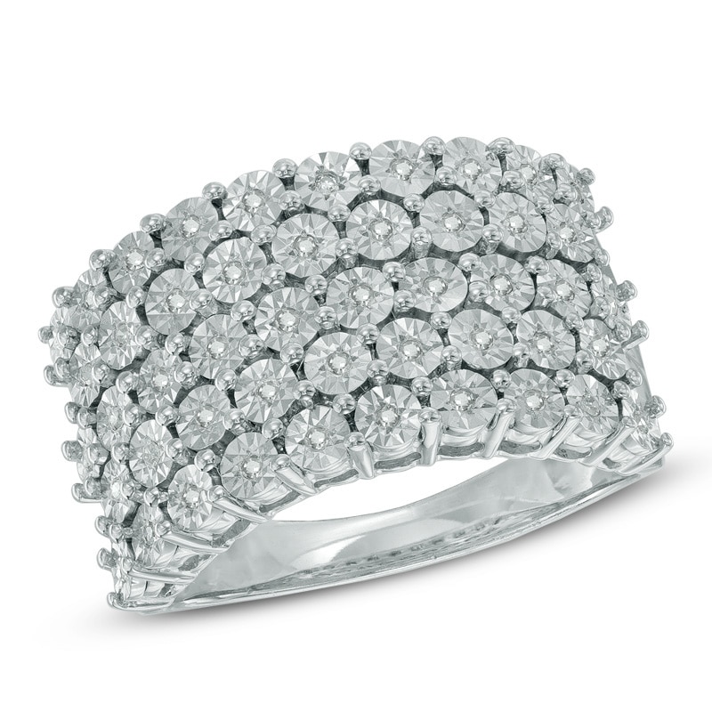 Main Image 1 of Previously Owned - 1/6 CT. T.W. Diamond Five Row Band in Sterling Silver