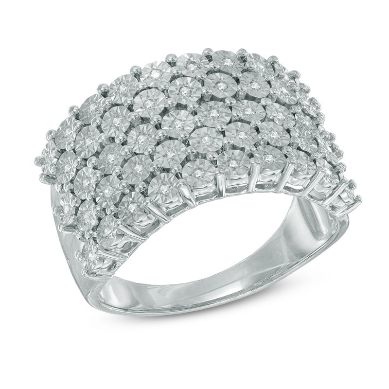 Main Image 2 of Previously Owned - 1/6 CT. T.W. Diamond Five Row Band in Sterling Silver