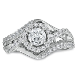 Previously Owned - 1 CT. T.W. Diamond Swirl Engagement Ring in 14K White Gold