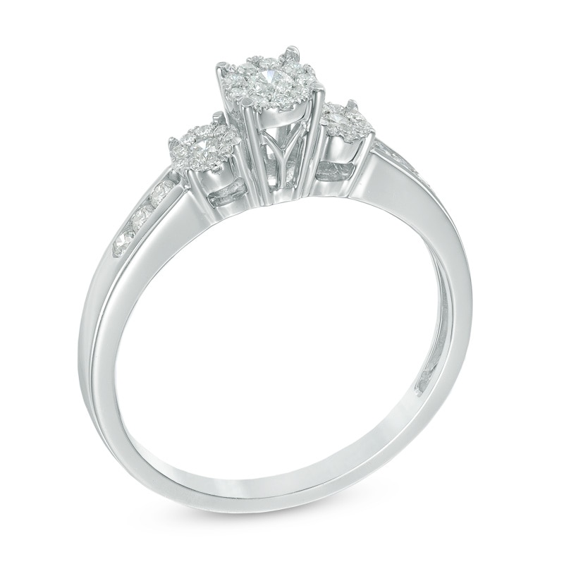 Main Image 2 of Previously Owned - 1/3 CT. T.W. Composite Diamond Three Stone Engagement Ring in 10K White Gold