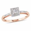 Thumbnail Image 0 of Previously Owned - 1/5 CT. T.W. Quad Princess-Cut Diamond Square Frame Engagement Ring in 10K Rose Gold