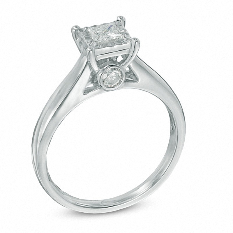 Main Image 2 of Previously Owned - 1/2 CT. T.W. Princess-Cut Diamond Engagement Ring in 10K White Gold