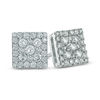 Previously Owned - 1/2 CT. T.W. Diamond Square Cluster Stud Earrings in 10K White Gold